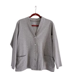 Gray Cardigan with Long Sleeves and Relaxed Fit MP